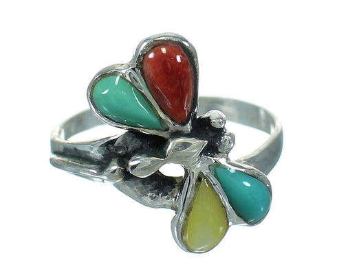 Authentic Sterling Silver Multicolor Southwestern Dragonfly Ring Size 6 AX79324